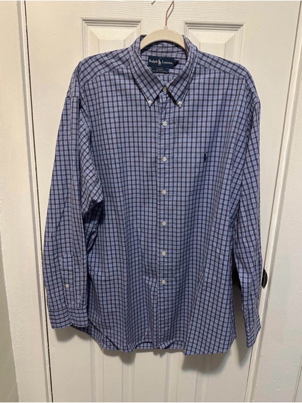 Men’s XL Ralph Lauren Blake Blue Plaid Cotton Button Down Shirt